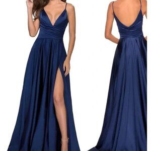 La Femme Strappy Ballgown - Navy Blue